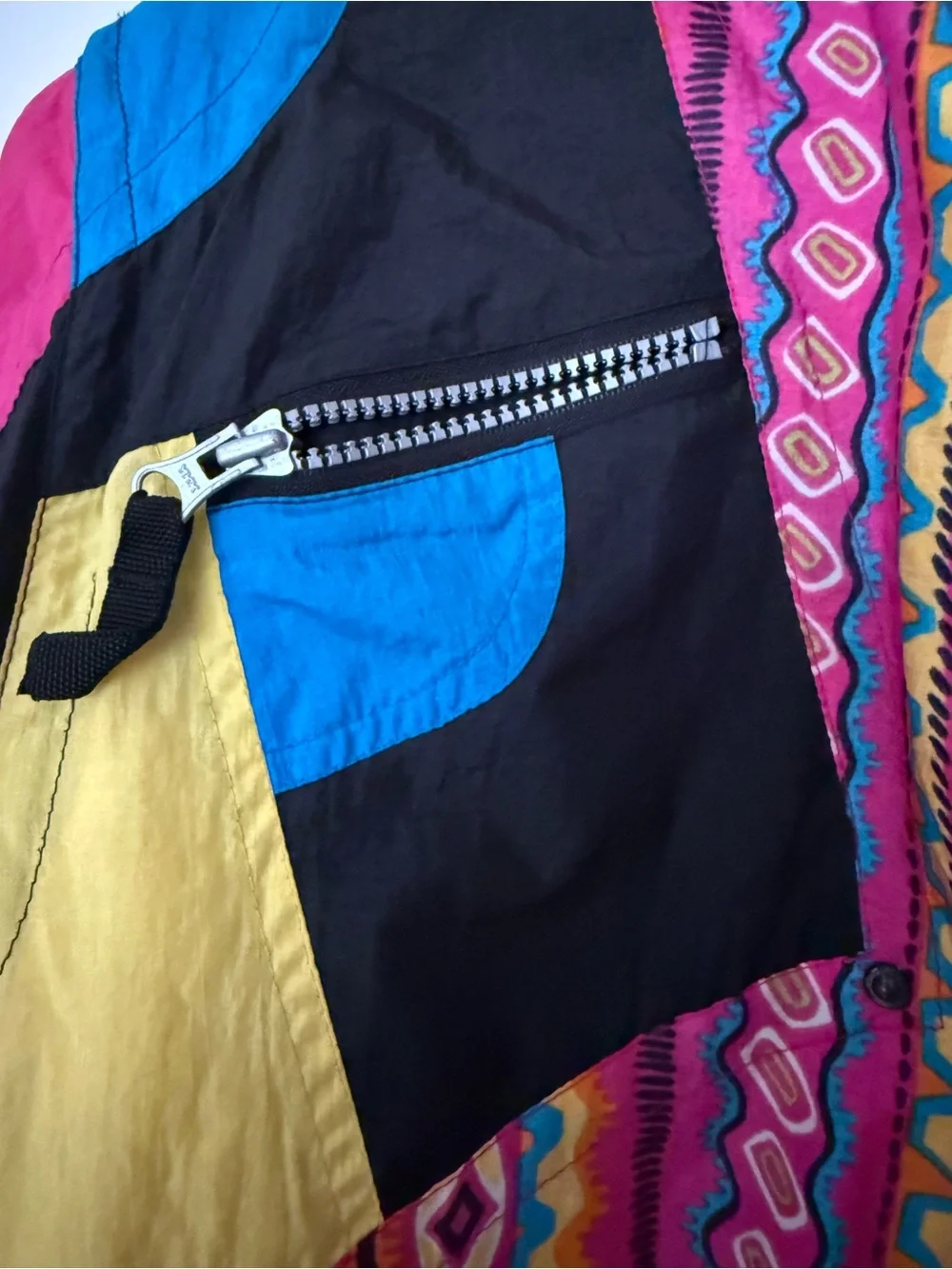 Color & Co Kids Vintage Colorblock Puffer Jacket Size 10 Retro 90s Winter Coat